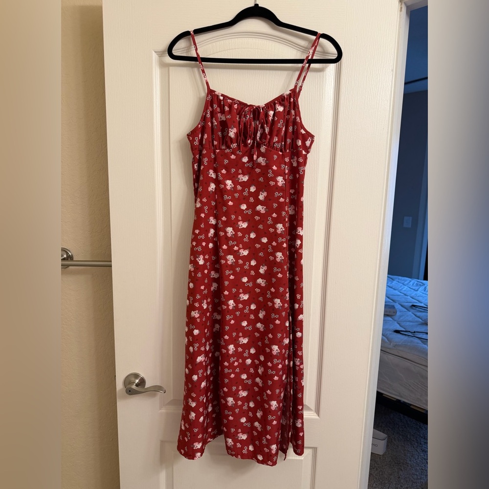 SHEIN Floral Red Maxi Dress